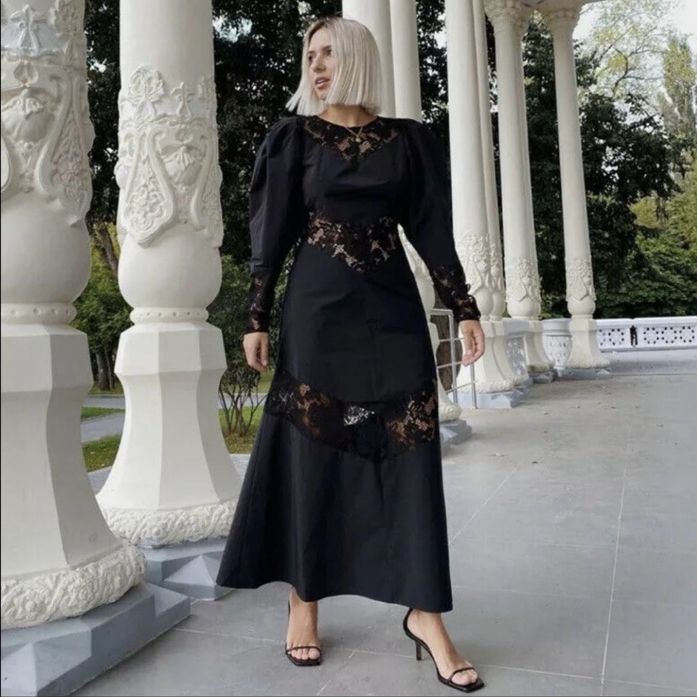 Bloggger’s FAVE, H&M Black Lace Trim Midi Dress, Flared Bottom, NWT